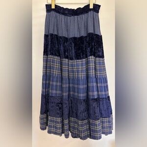 Plaid Blue Velvet Skirt